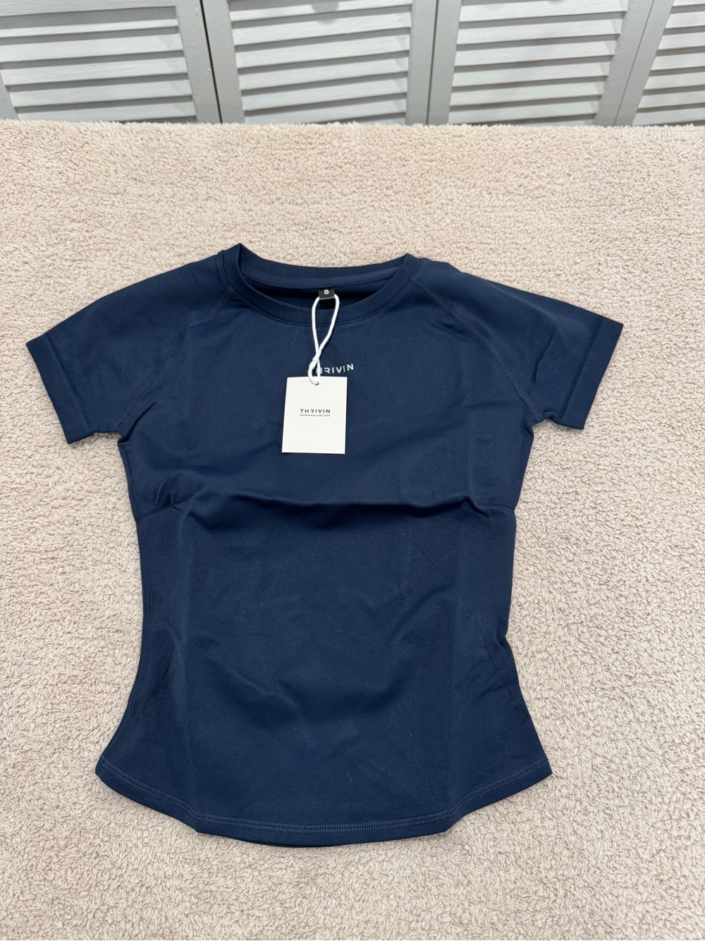 THRIVIN Elevate Compression T‑Shirt Navy Size S NWT
